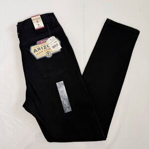 Vintage 90s Deadstock Arizona Jeans Womens Black Slim Size 9 Long NWT Made USA